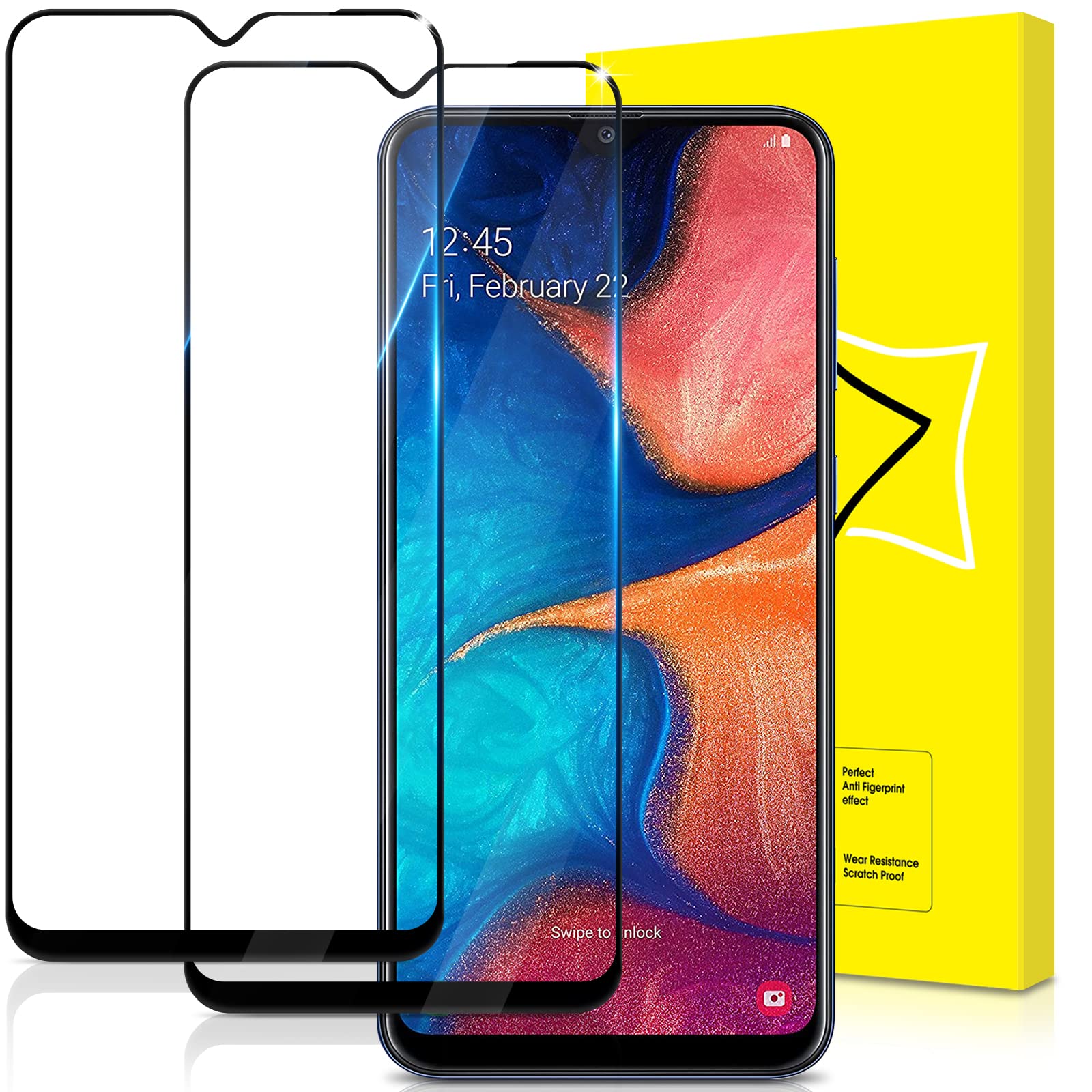 GiiYoon-2 PACK Screen Protector for Samsung Galaxy A20e/A10e Tempered Glass [HD Full Coverage] [Easy Installation] [Round Edge] [Scratch Resistant] [9H Hardness] Screen Cover Film