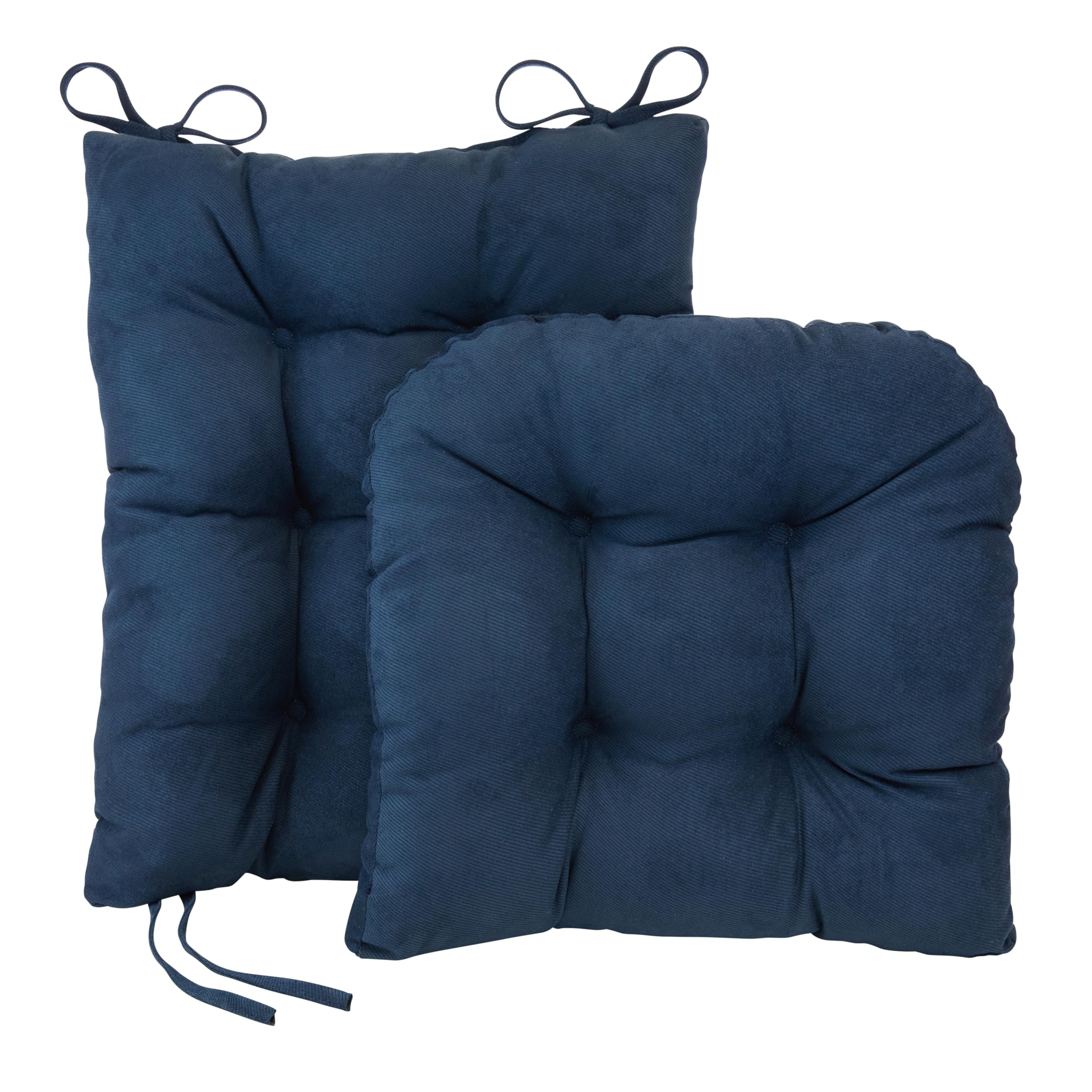 Photo 1 of Klear Vu Omega Non-Slip Rocking Chair Cushion, Assembled in USA, Thick Tufted Design, Includes Seat Pad & Back Pillow with Ties, 17x17 Inches, 2-Piece Set, Twillo Indigo 2 Count