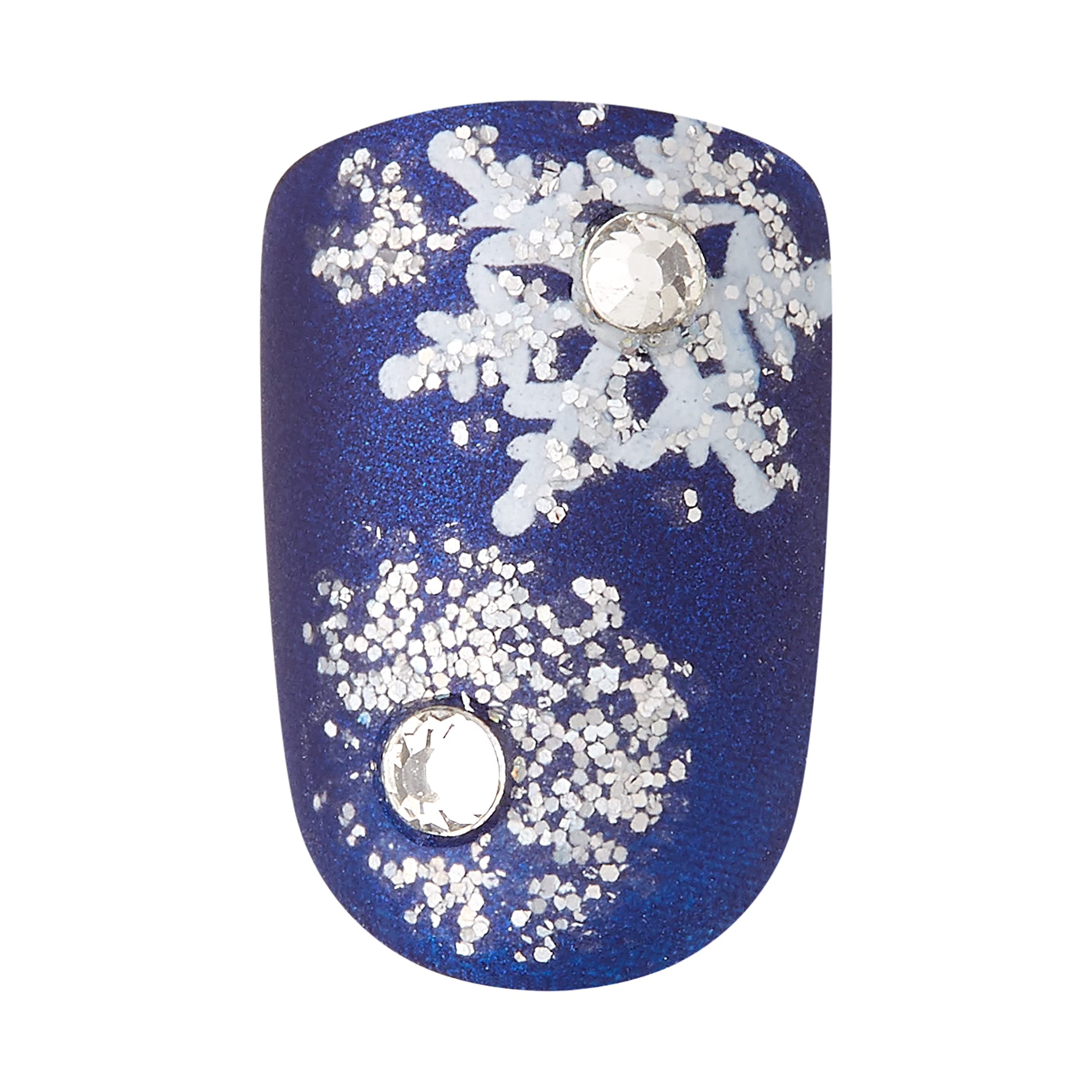 KISS imPRESS Limited Edition Holiday Press-On Manicure with PureFit Technology, Short Length, Square Shaped, Blue Press-On Nails, Style 'Feeling Pine’ - Image 6
