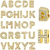 Happtkey Full Rhinestone Letter Charms Crystal Initial A-Z 8mm Rhinestone Slide Alphabet Letters Charms for DIY Jewelry Making