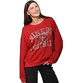 FOCO NFL womens Nfl Rhinestone Team Logo Oversized Crew Neck Sweatshirt