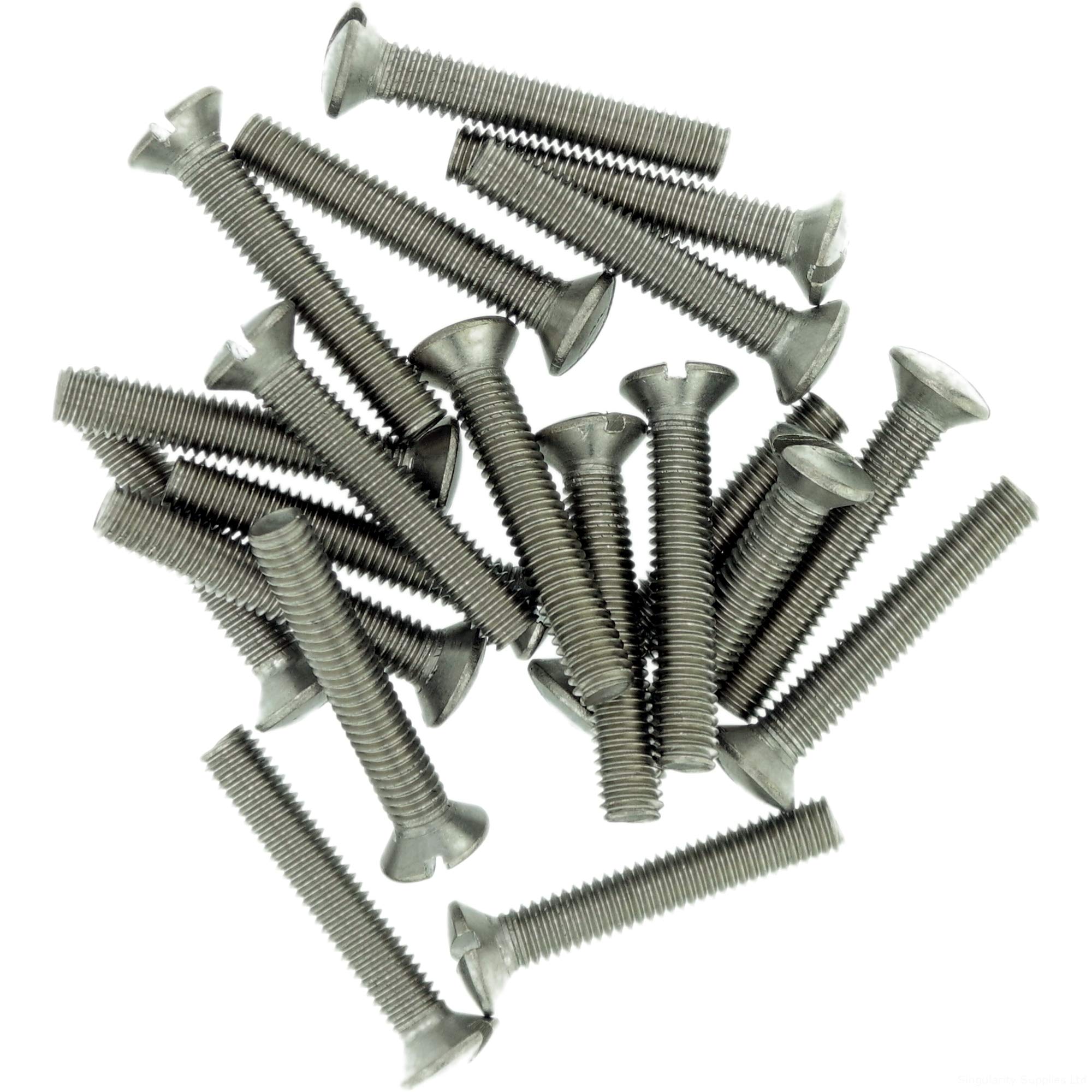 M2.5 (2.5mm x 30mm) Slot Raised Countersunk Machine Screw (Bolt) - Stainless Steel (A2) (Pack of 20)