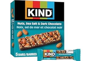 Kind Healthy Snacks Bars, Nuts, Sea Salt, & Dark Chocolate, Gluten Free, Low Sugar, High Fiber Snacks, 6g Protein, 5 Count