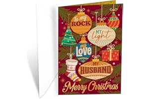 Prime Greetings Husband Christmas Card, Made in America, Eco-Friendly, Thick Card Stock with Premium Envelope 5in x 7.75in, Packaged in Protective Mailer