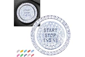Hallomomo Bling Ring Emblems - Silver Crystal Rhinestone Car Decal, Glamorous & Trendy, Fits Push Start Buttons & Knobs, Easy to Apply