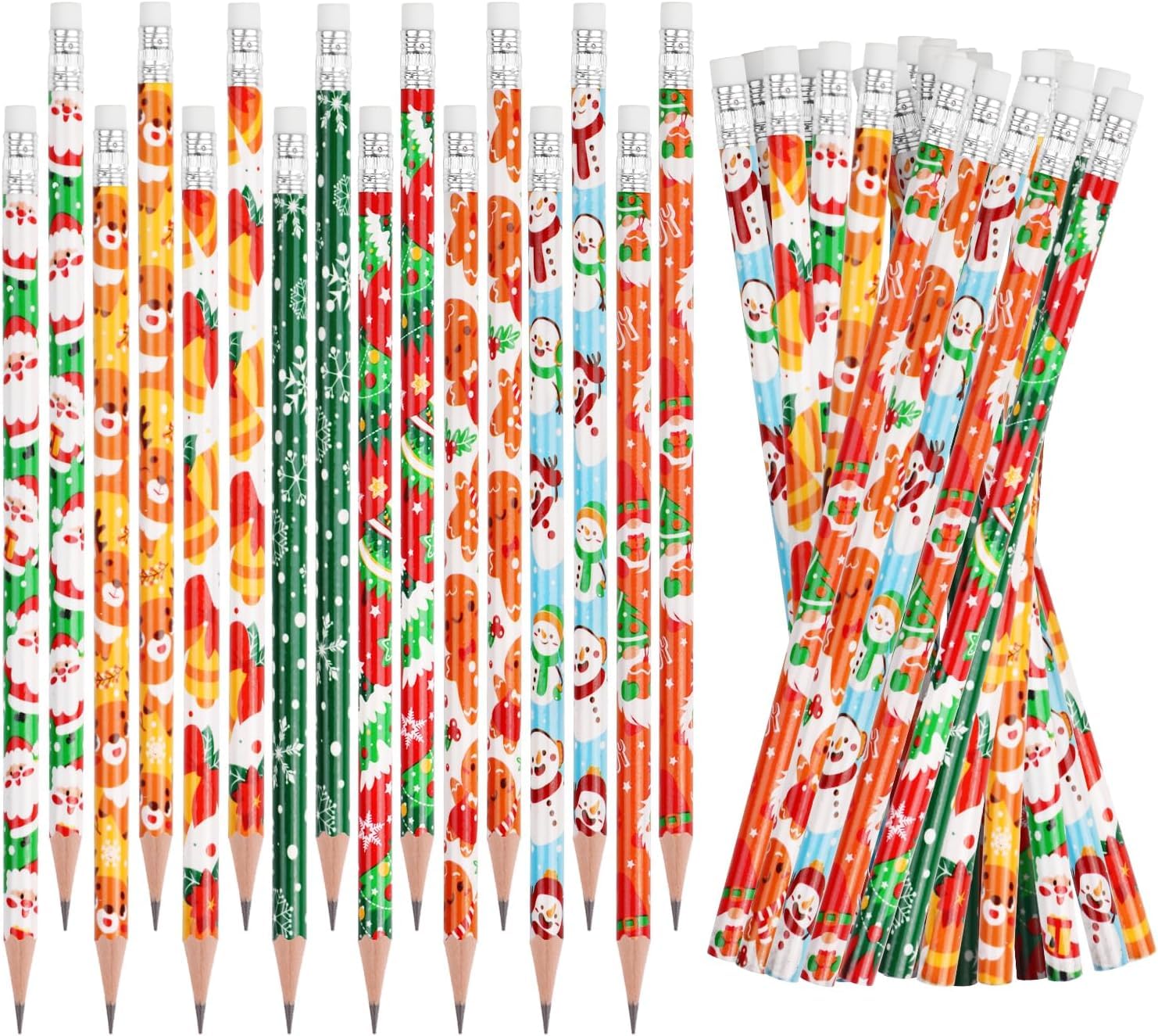 VEYLIN Christmas Pencils Kids, 32 Pack of Xmas Pencils with Erasers Children Holiday Gifts Christmas Classroom Prizes