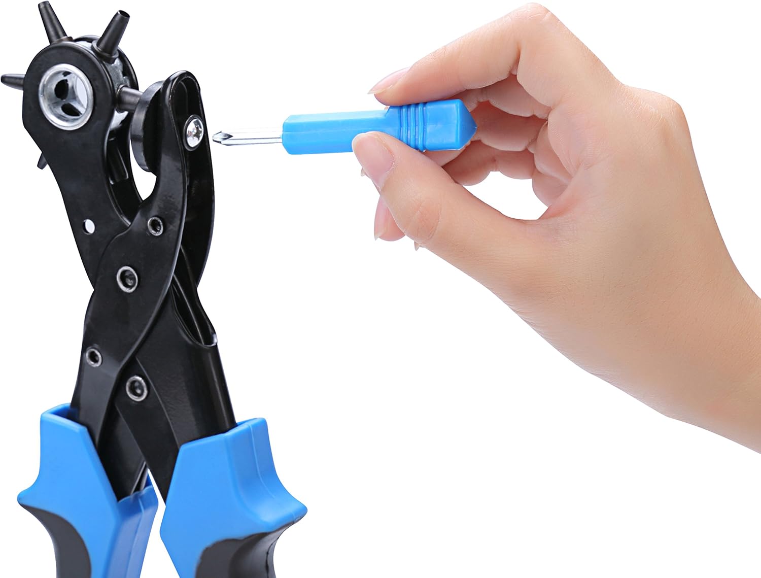 WoneNice Belt Hole Puncher for Leather, Saddle, Watch Strap, Shoe, Plastic, Rubber, Canvas, Cardboard, Saddles, Fabric, Paper, etc - - 