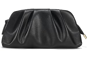 SWEETV CHUNLI Dressy Vegan Leather Clutch Purse for Women Formal, Soft Pleated PU Evening Clutch for Weddings, Proms
