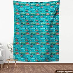 Ambesonne Botanical Fabric by The Yard, Lotus