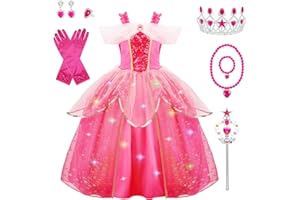 LOYO Princess Dress Up for Girls, Light Up Dress Up Clothes for Kids, Christmas Birthday Gift for Girls Age 3-10