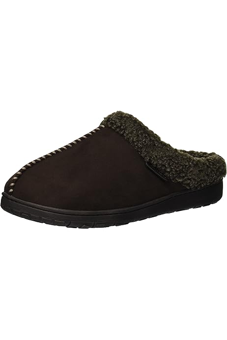 men's dearfoams microsuede whipstitch trim clog slippers