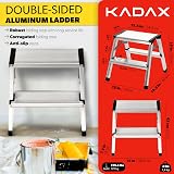 KADAX Aluminium Folding Step Ladder 125kg Non-Slip Double-Sided 2 Step Household view 2