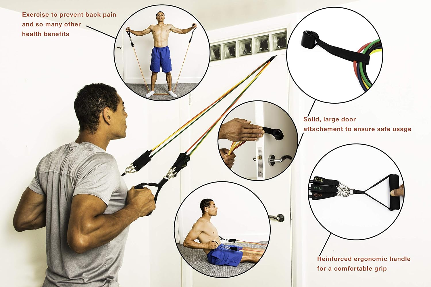 Y.B Fit Resistance Bands 12 pcs Set, Includes Handles, Ankle Straps, Door Anchor, Carry Bag & Training Accessories - Image 3