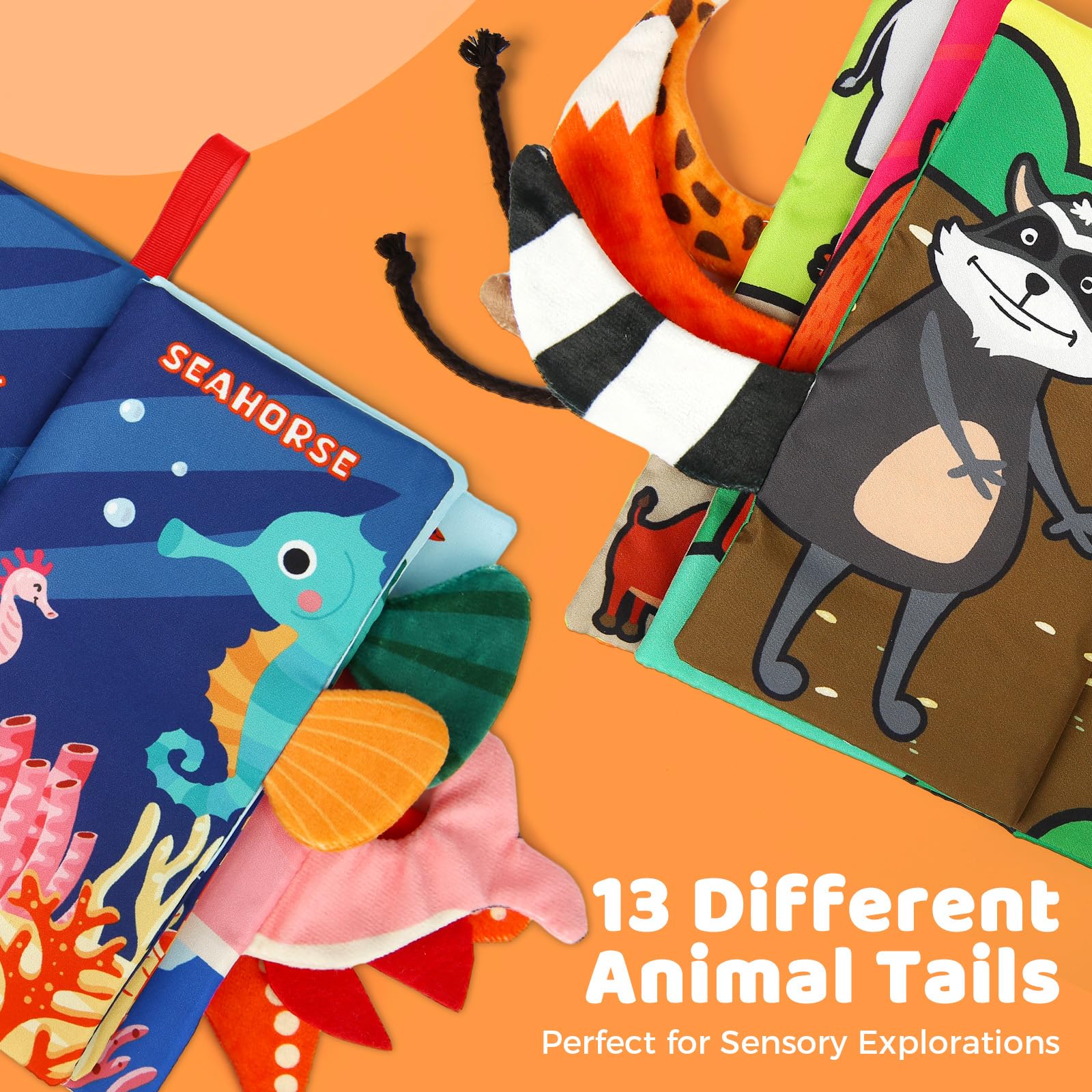 2PCS Baby Books - Montessori Toys Cute Animal Theme Baby Cloth Books 6 to 12 Months, Soft Stuffed High Contrast Crinkle Infant Sensory Toys, Boys&Girls Kids Early Learning Gifts