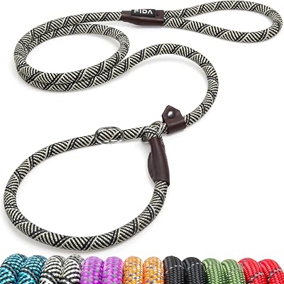 Fida Slip-On Rope Dog Lead 1.8m Reflective Grey One Size Fits All