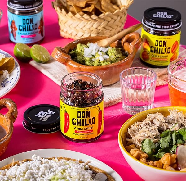 DON CHILIO MEDIUM HEAT SERRANO MEXICAN CHILE CRISP, 5 OZ. – CRUNCHY SLICED SERRANO FRIED CHILI PEPPERS IN HOT SEASONED 100% OLIVE OIL – KETO-FRIENDLY, VEGAN, GLUTEN FREE