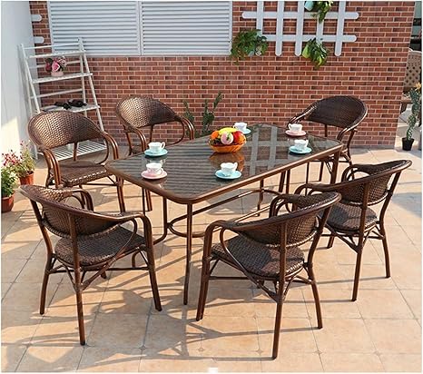 Amazon Co Jp アウトドア家具完全なテラステーブルとチャイ アウトドア家具ラトタンパティオ家具セット家族芝生家具屋外ガーデンプールサイド テーブル付きの屋外ガーデン家具セット Diy 工具 ガーデン