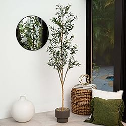 Nearly Natural 6FT Tall Silk Faux Olive Tree for