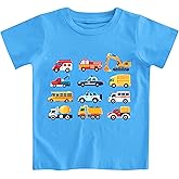 Lovekider Cotton Shirt for 2-6T Boys Truck Dinosaur Toddler Kids T-Shirt Short Sleeve Excavator Construction T-Rex Tee Shirts