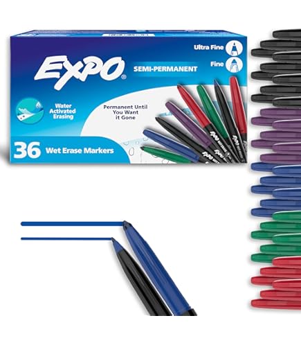 PATboard Wet Erase Markers - Black Fine Tip (1-2.5mm) - Non-Permanent Board Pens