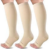 LEVSOX Open Toe Compression Socks for Women & Men 20-30mmHg Toeless Sock Knee High Support Stockings for Circulation Nurses Pregnant Travel