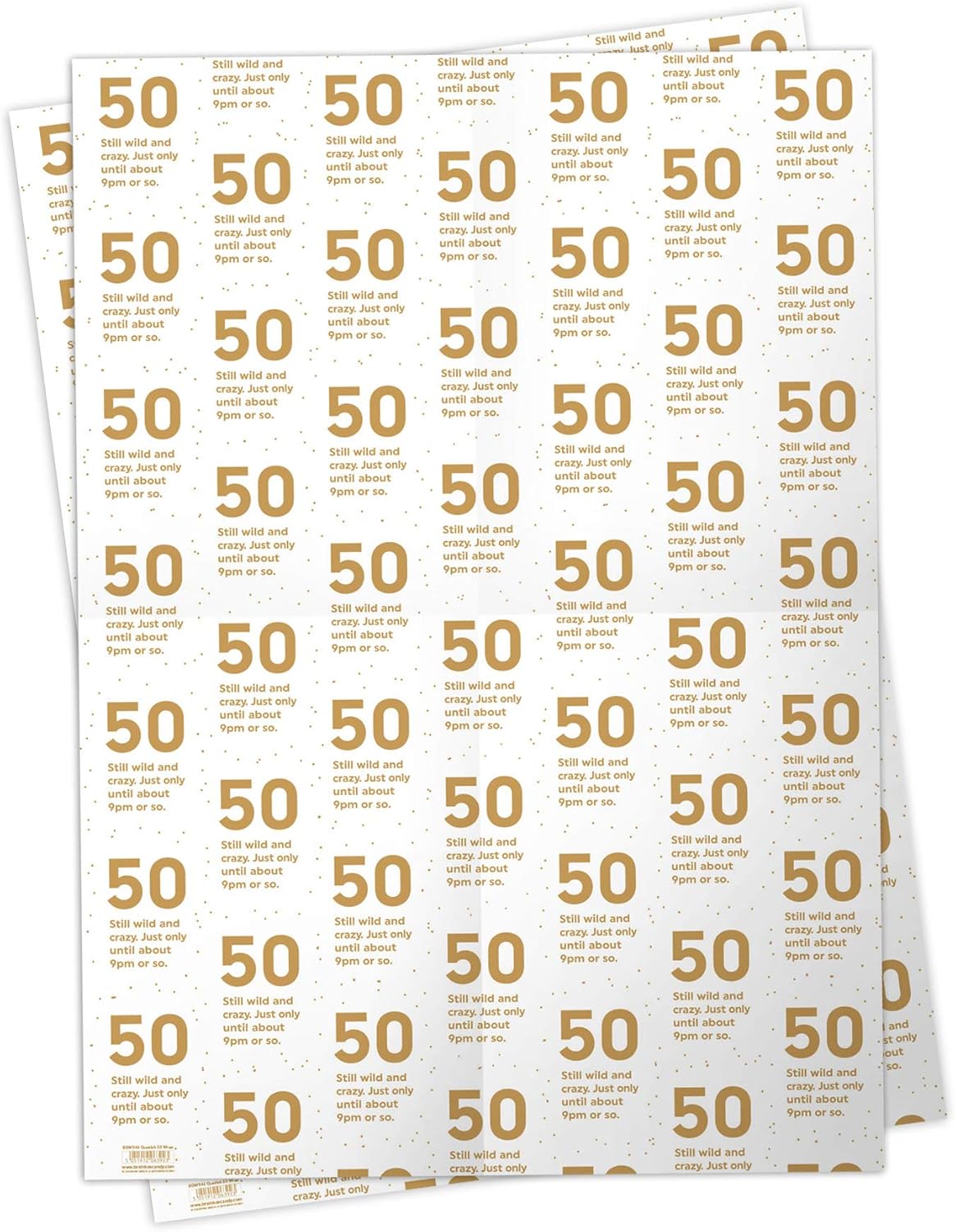 Brainbox Candy, 2 Sheets of Funny '50th Birthday' Wrapping Paper