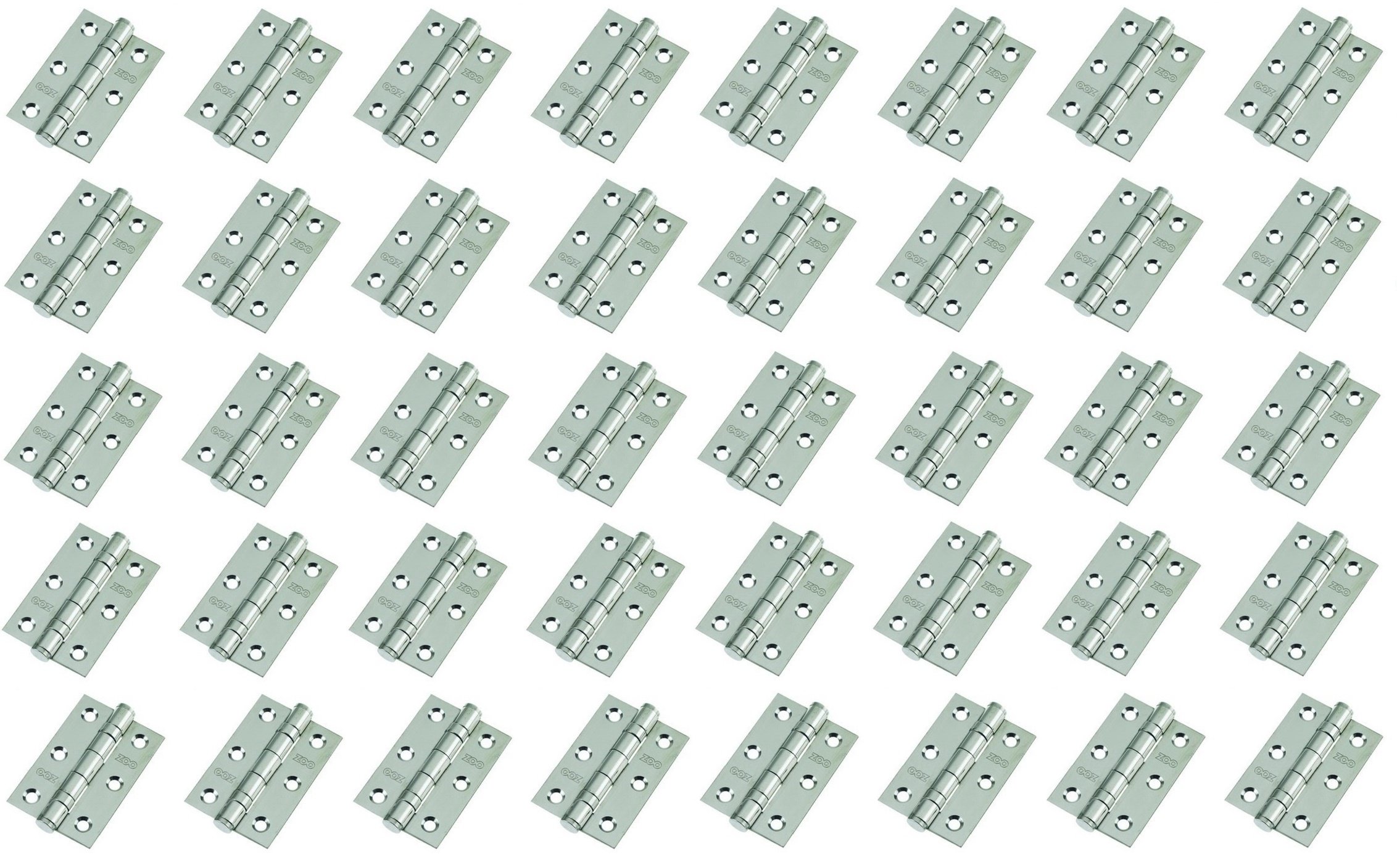 20 Pairs of Door Hinge 3" 75mm Ball Bearing Hinges Polished Chrome Suit Internal Doors Pair (20)