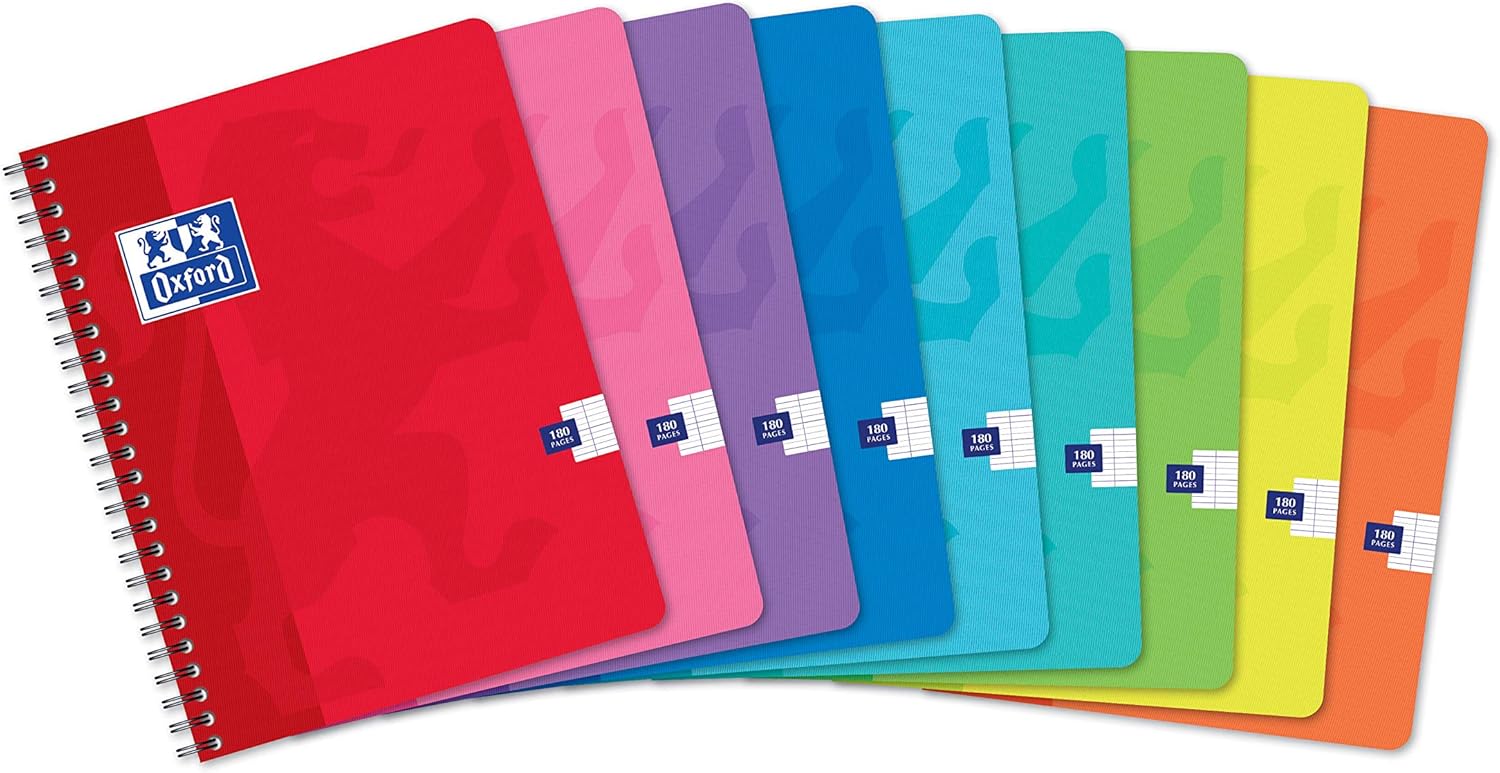 Oxford Office Classique 100101540 Spiral-Bound Notebook Quadrille-Ruled (Large Squares) 17 x 22 cm 180 Pages Assorted Colours - Image 3