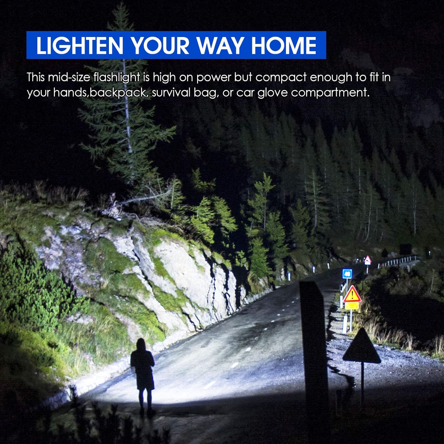 High-Powered LED Flashlight S2000, RECHOO Upgraded Powerful 2000 High Lumens Flashlights with 3 Modes, Zoomable, Water Resistant Flash Light for Camping, Outdoor, Emergency, Hiking - - 
