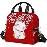Cat Lunch Bag Reusable Insulated Lunch Box Large Capacity Meal Tote for Kids Women Men Cooler Bag Waterproof Adjustable Shoulder Strap Red Cats Lunch Tote for Work School Picnic Travel Hiking Office