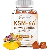 Micro Ingredients KSM-66 Ashwagandha Gummies, 120 Count | Sugar Free Mango Passion Fruit Flavor | Potent Root Extract | Stress, Relaxation, & Sleep Support* | Non-GMO