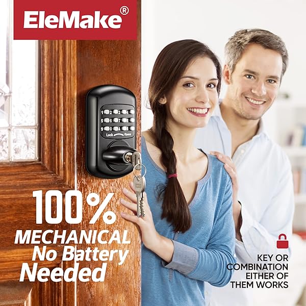 KEYLESS ENTRY KEYPAD DEADBOLT – DIGITAL & MECHANICAL DOOR LOCK, LOW POWER RISK-FREE (BLACK)