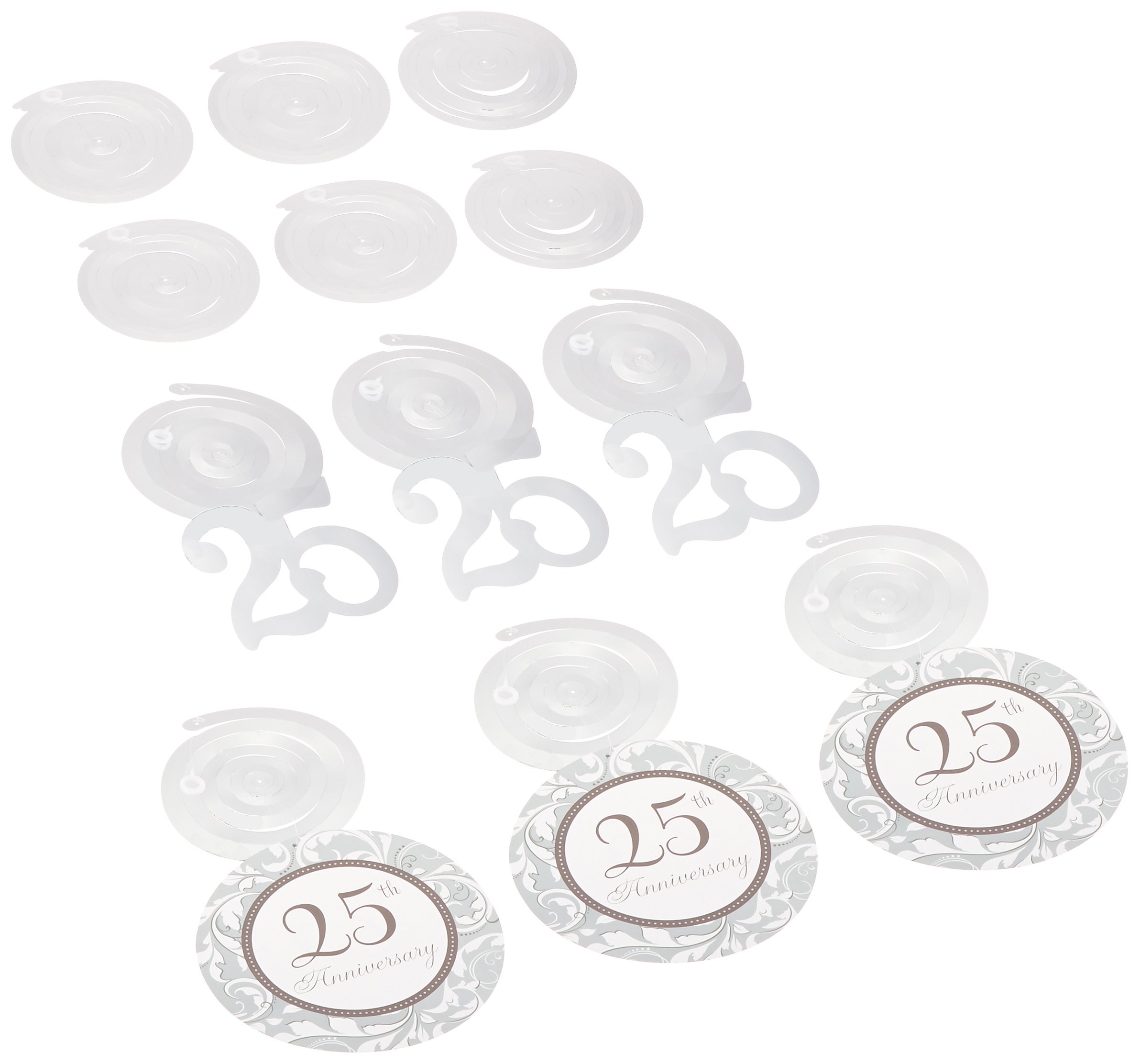 Amscan International Silver Anniversary Hanging Swirl Decorations, Pack of 12