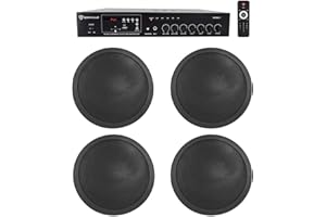 Rockville Commercial 70v Amp+(4) Black 5" Ceiling Speakers 4 Restaurant/Bar/Cafe