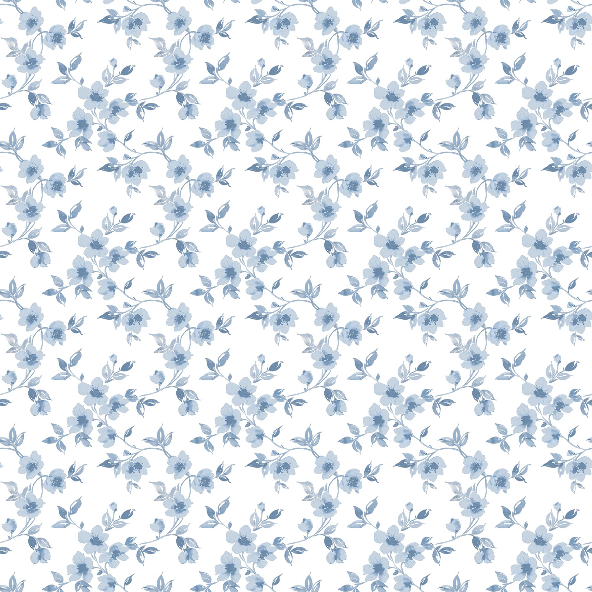 Galerie G78481 Secret Garden Anemone Mini Wallpaper, White/Blue, 10m x 53cm