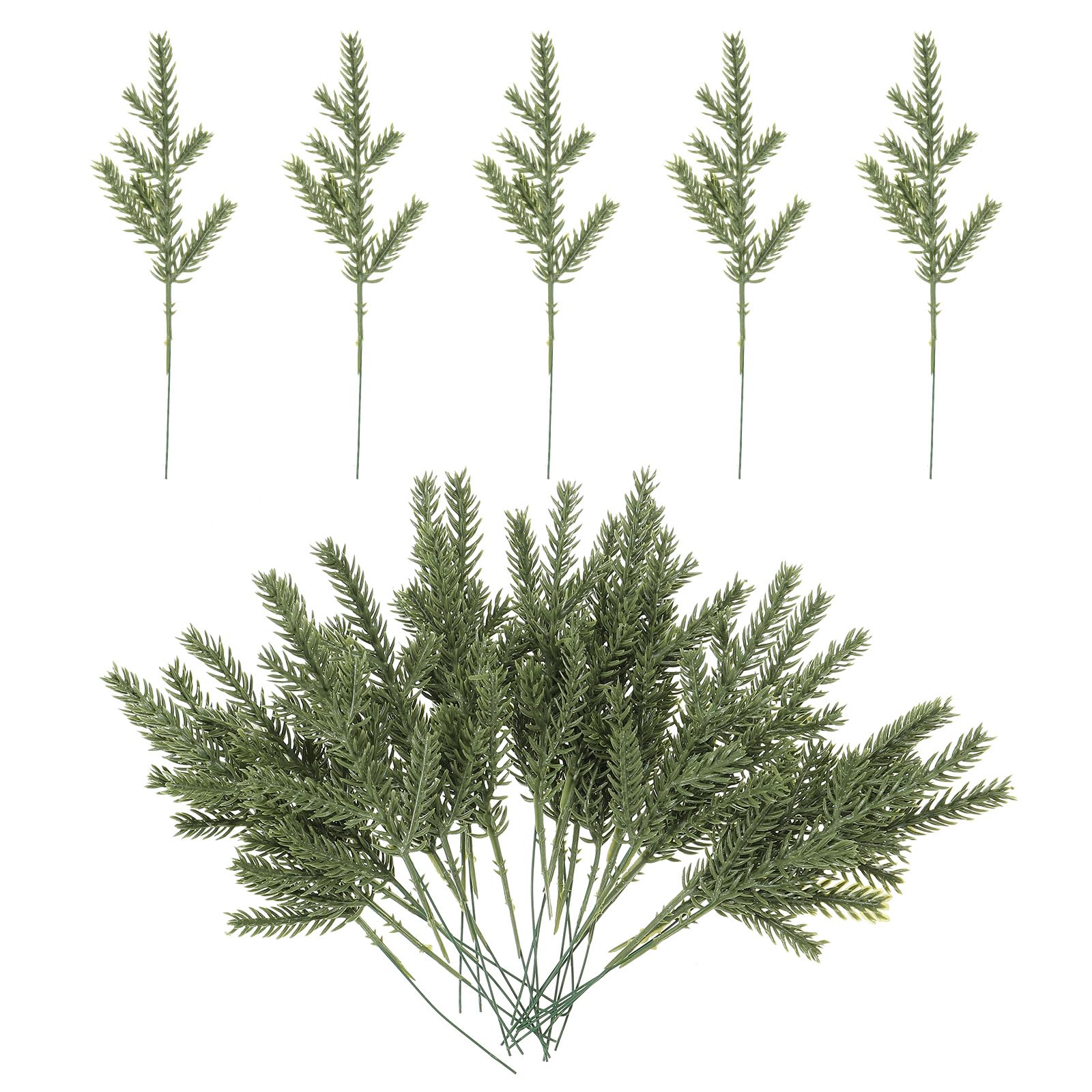 PATIKIL 6.7" Artificial Pine Branches, 60Pcs Faux Pine Leaves Fake Pine Needles Sprigs Greenery Plants for DIY Garland Crafts Christmas Home Decor, Green