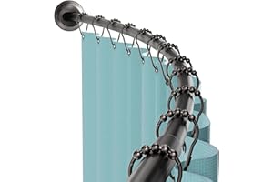 Zenna Home Curved Shower Curtain Rod, No Drill, 50-72 Inch Adjustable Tension Shower Rod for Bathroom, Rustproof, 1-Inch Diameter, Non Slip, Easy Install, Adds Space in Shower, Bronze