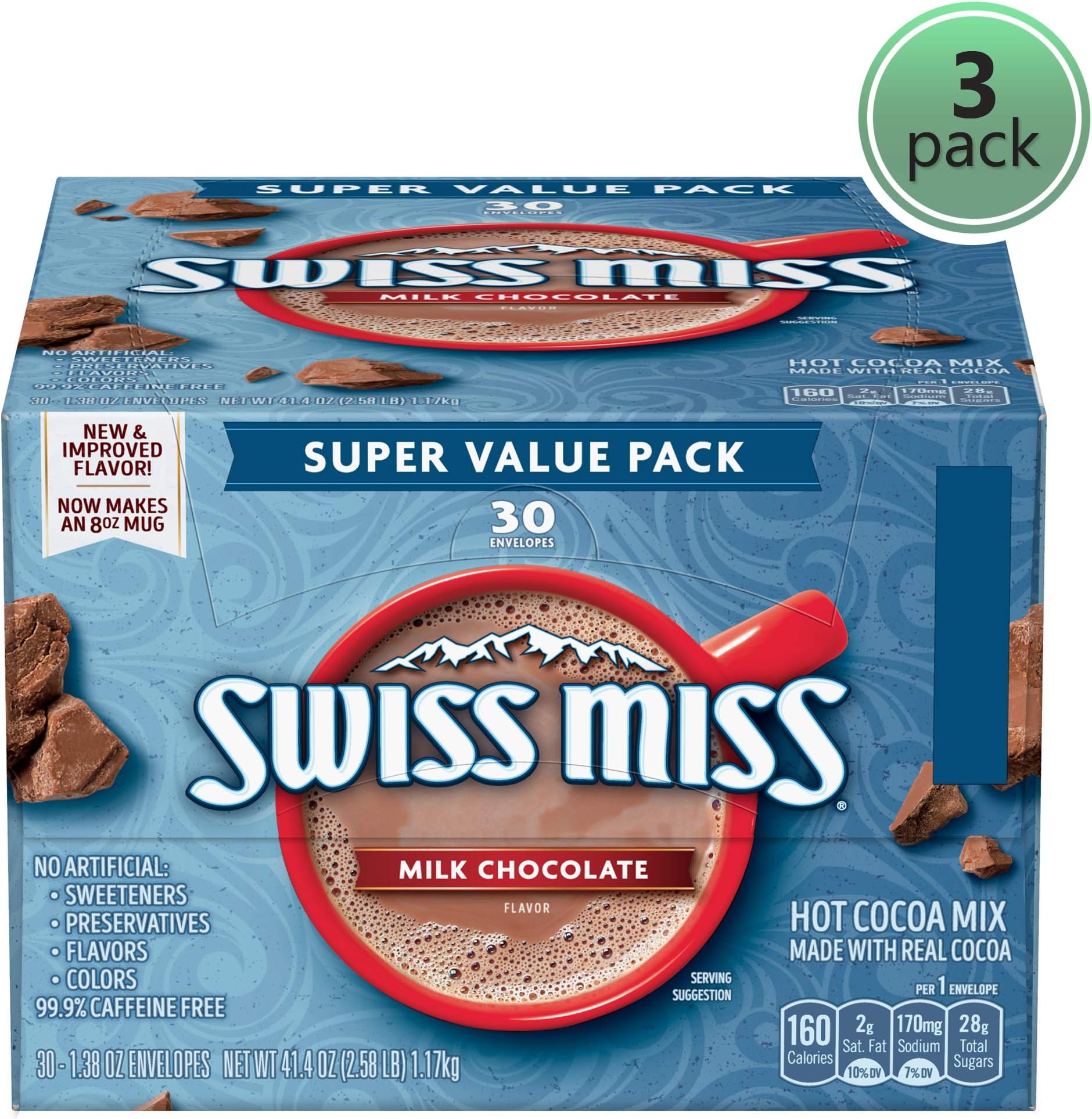 Milk Chocolate Swiss Miss Hot Cocoa Mix, 30 ct - Pack of 3