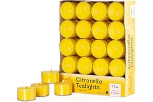 Hyoola Tealight Citronella Candles Outdoor, 8 Hour Burn Time, Indoor and Outdoor Mosquito, Insect and Bug Repellent Citronella Candle, Natural Fresh Scent, Decorative in Clear Cup (Pack of 40)