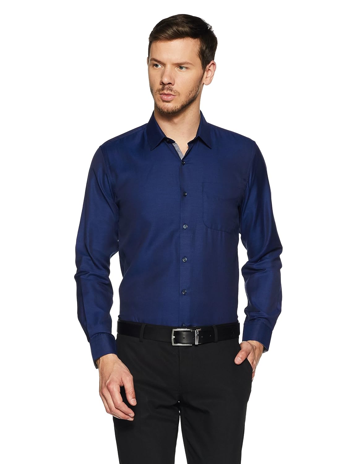 peter england men's plain slim fit formal shirt