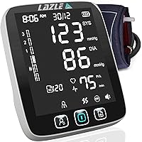 [All New 2020] Blood Pressure Monitor by LAZLE: Automatic Upper Arm Machine & Digital BP Cuff Kit - Largest Display - 200 Sets Memory, Includes Batteries, Carrying Case