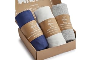 TotCare Graco Pack and Play Sheets Fitted – Compatible with Graco Pack n Play Playard Crib & Other 27 x 39 Inch Playpen Mattress, Buttery Soft Jersey Cotton Playard Sheets, Grey Navy Cloud, 3Pack