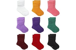 MINI PANDA Little Girl Socks,Socks for Girls 4-6 Years 6-8 Years,Toddler Socks Girls 2t-3t,Long Crew Socks for Girls 9 Pairs