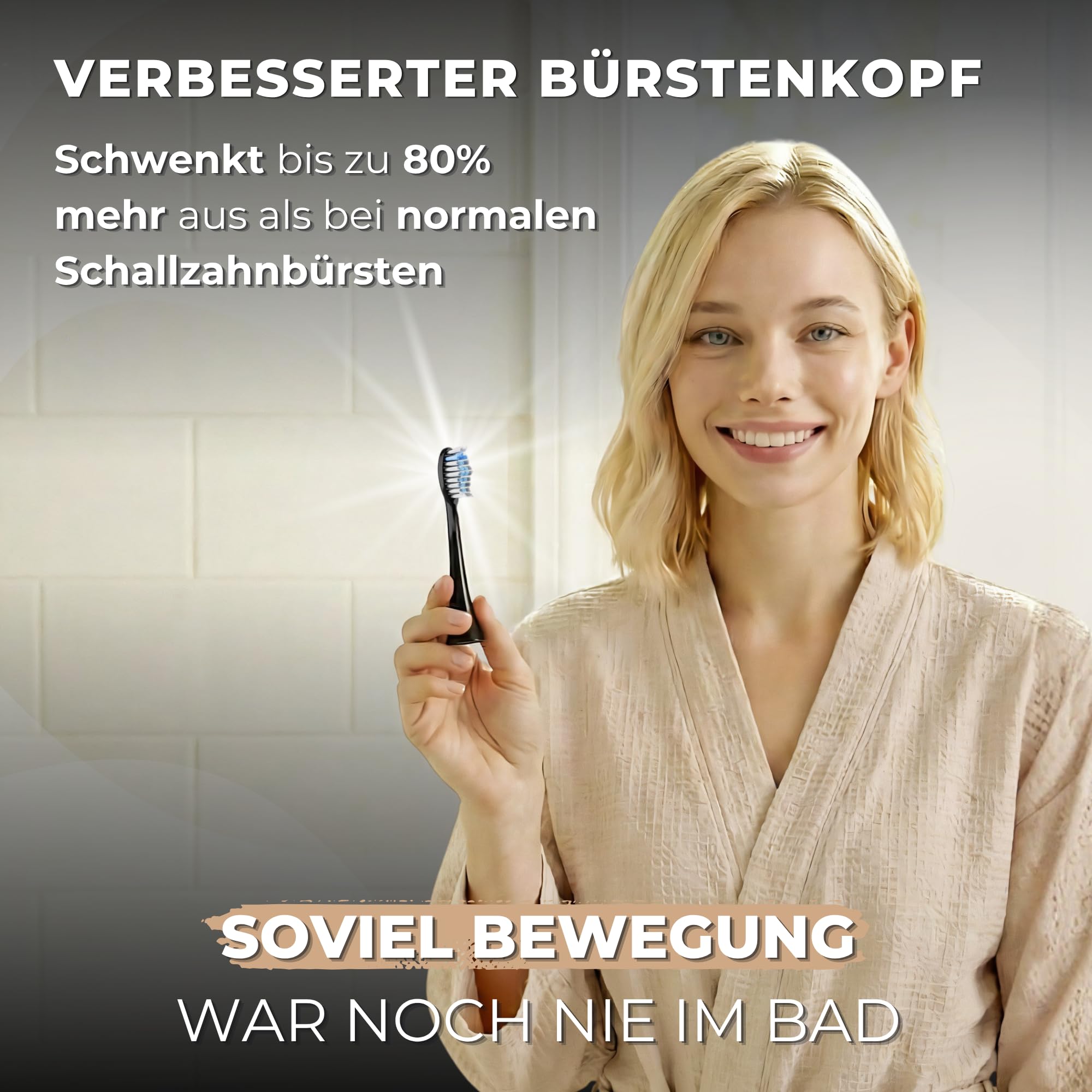 Tristan Auron Schallzahnbürste - Beste Reisezahnbürste 2025-100 Tage risikofrei testen - 55000 Elektrische Schwingungen 5 Programme 60 Tage Batterie mit UV Reiseetui 6 Aufsätze Business Class Blau 3