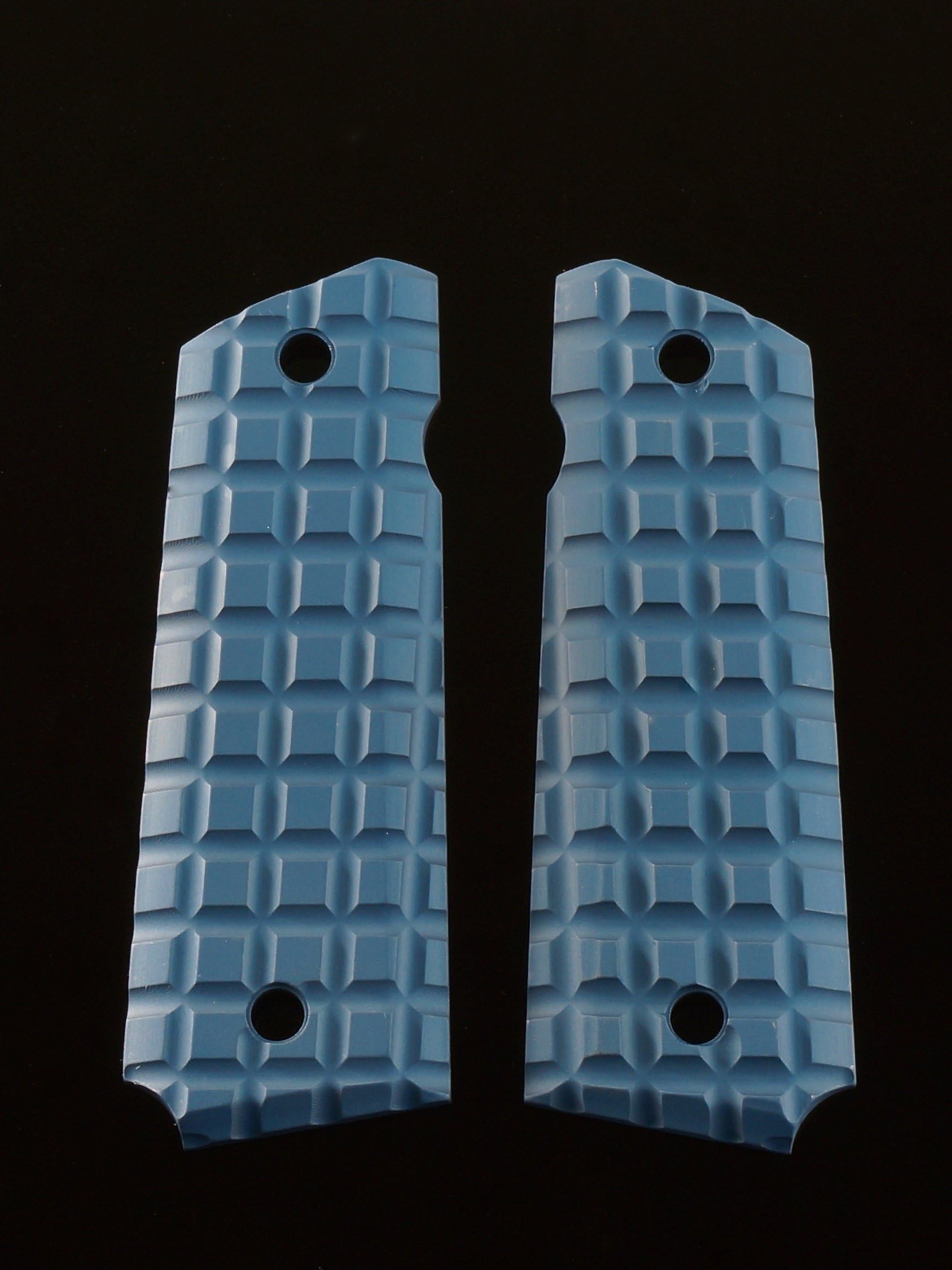 1911 Government/Commander Full Size Grips Aluminum BLUE "Grenade Pattern"