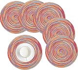 HEYOMART Rainbow Red Round Placemats Set 6 38cm Woven Cotton Polypropylene view 1