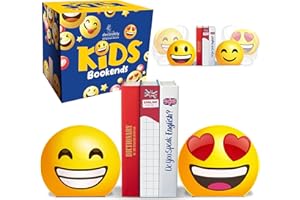 Decorably Reversible Kid Bookends for Kids - 1 Set Non-Skid Wooden Book Ends for Shelves Kids, Childrens Kid Book Ends Kids R