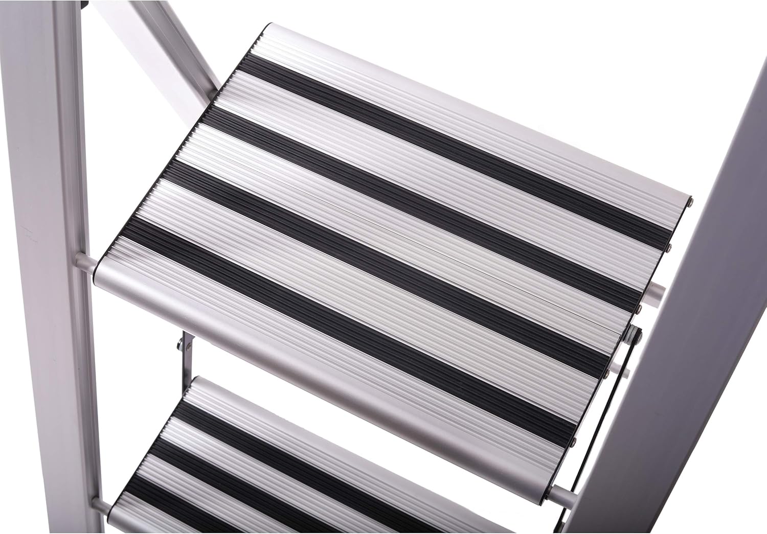 Sorfey Premium 3 Step Modern Aluminum Ladder. Lightweight,-Ultra Slim Profile, Anti Slip Steps, Sturdy-Portable for Home, Office, Kitchen, Photography Use, Aluminum Finish: Home & Kitchen