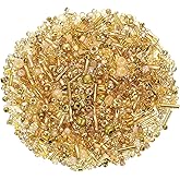 uxcell 1000 Pcs Mixed Glass Seed Beads, 1-4mm Mini Loose Glass Bugle Beads for DIY Earrings, Necklaces, Bracelets, Jewelry Making, Gold