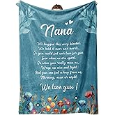 Afterprints Nana Gifts, Blanket with Flowers & Letter Print, Gifts for Nana on Birthday, for Nana from Grandkids, Soft Throw Blankets 50" x 60"